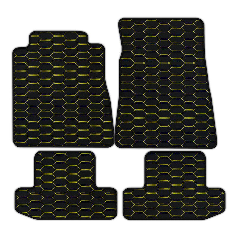 Customizable Leather Floor Mats with Interlaced Hex Pattern for Ford Mustang GT500 Shelby (2015-2021)