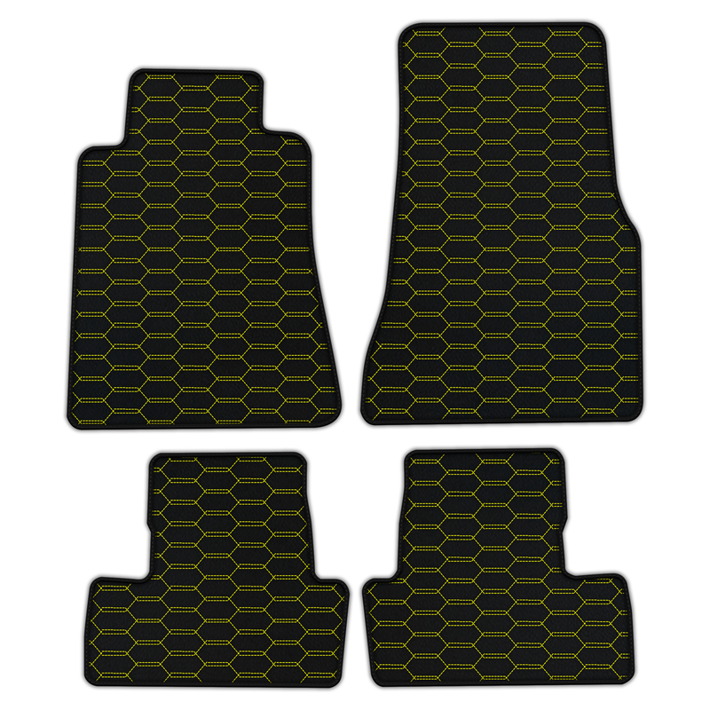 Customizable Leather Floor Mats with Interlaced Hex Pattern for Ford Mustang V (2004-2010)