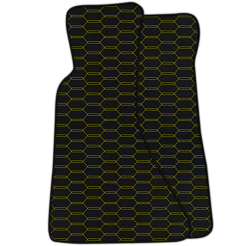 Customizable Leather Floor Mats with Interlaced Hex Pattern for Chevrolet Corvette C4 (1984-1996)