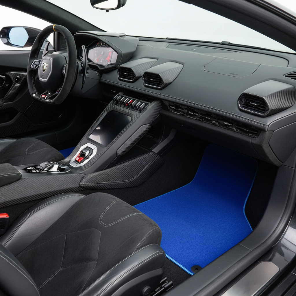 Dostosowywalne skórzane dywaniki samochodowe z pojedynczym wzorem diamentowym do Lamborghini Huracan STO (2021-2024) - AutoWin