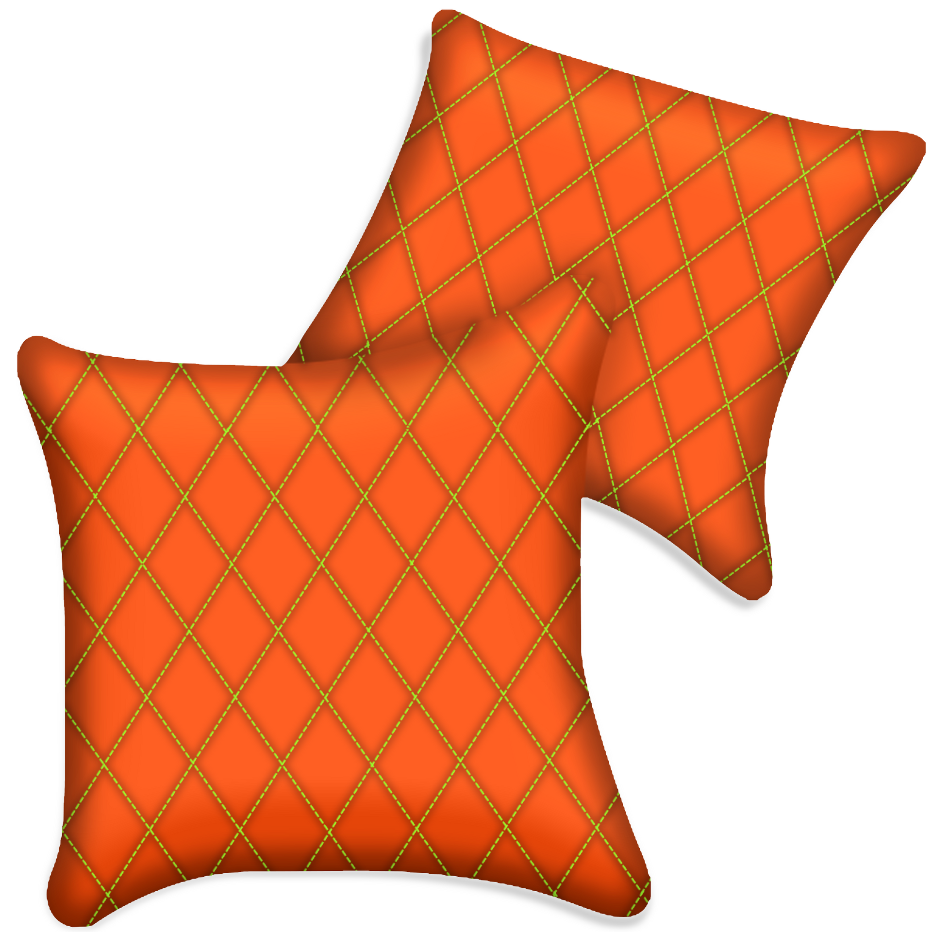 Customizable Orange Leather Pillows Set of 2 for All Vehicles | Single Diamond Pattern