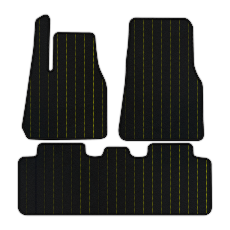 Customizable Leather Floor Mats with Line Pattern for Tesla Model Y (2020-2023)