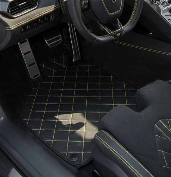 Customizable Leather Floor Mats with Hex Pattern for Lamborghini Sian (2020-2022) - AutoWin