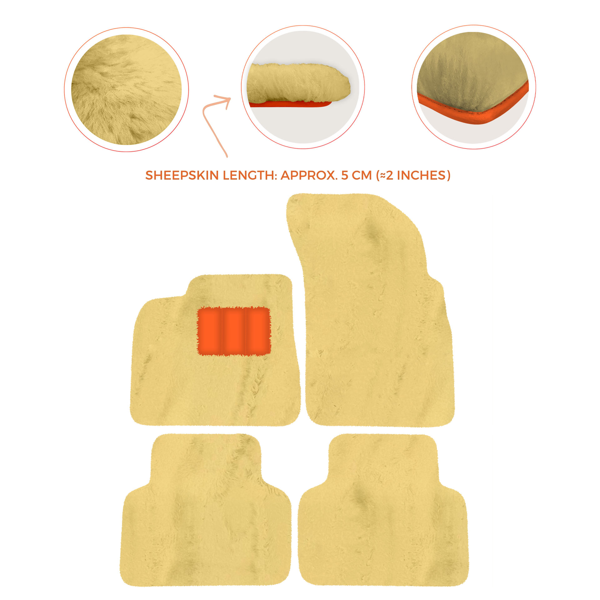 Premium Sheepskin Floor Mats for Lamborghini Countach 1974-1990