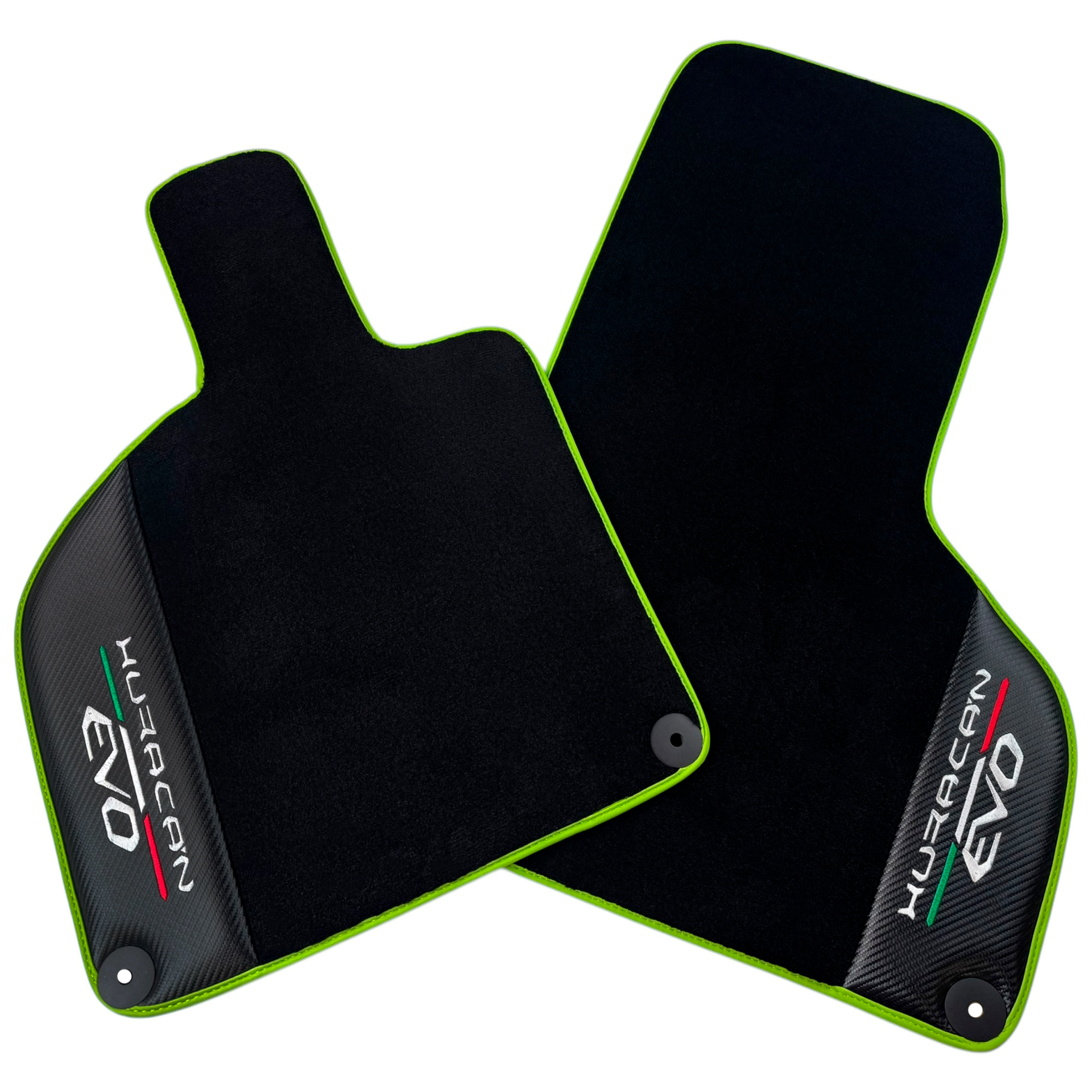Black Floor Mats for Lamborghini Huracan EVO (2019-2024) with Carbon Fiber Borders