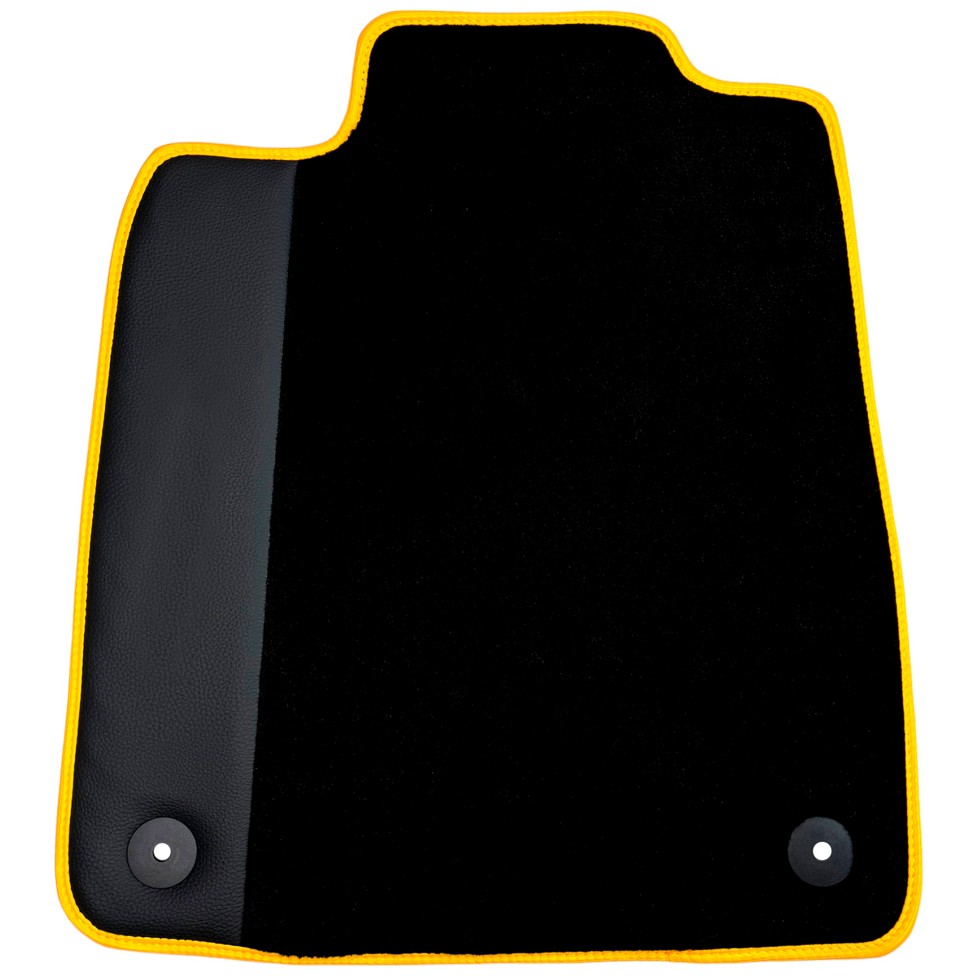 Black Floor Mats for Porsche Taycan (2019-2023) with Leather | Yellow Trim