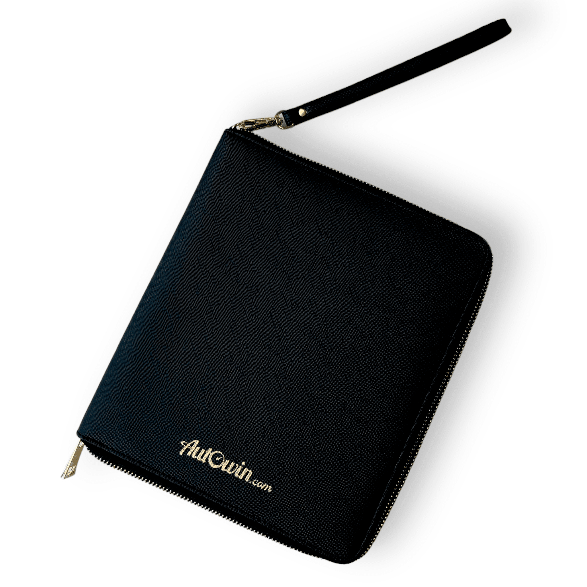 Black Leather AutoWin Document Holder with Golden Logo - AutoWin
