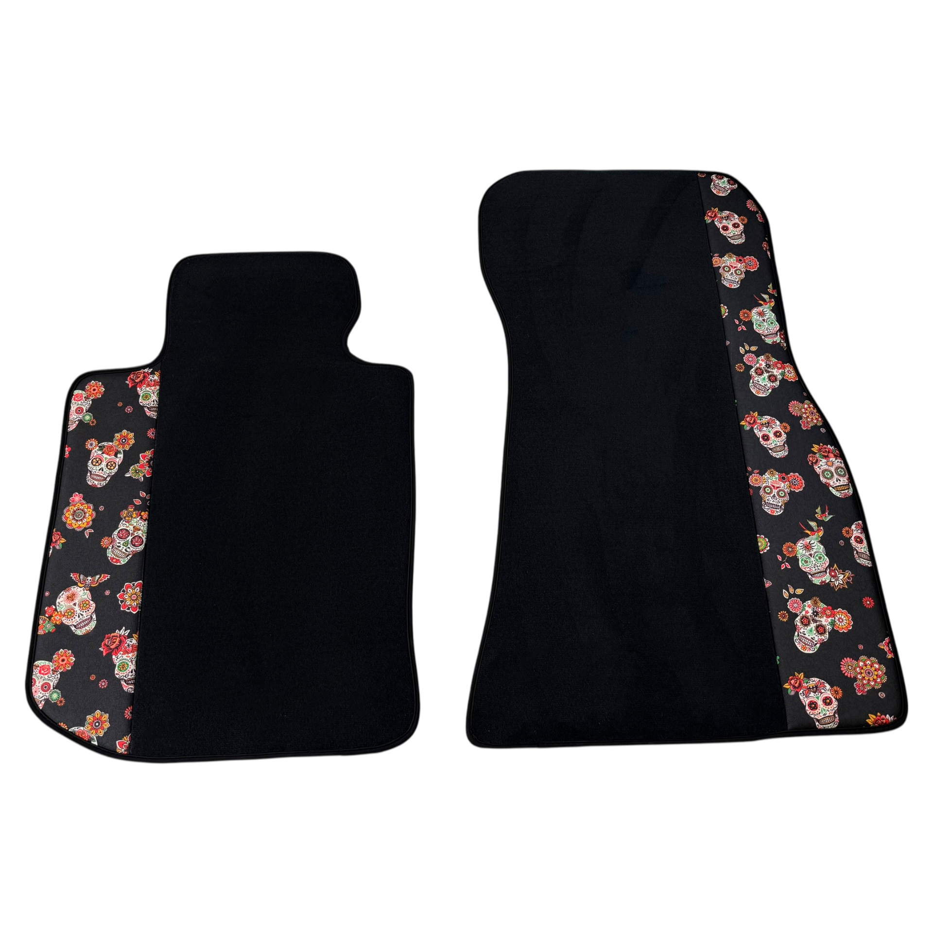 Black Floor Mats for BMW 3 Series G20 4-door Sedan (2019-2024) with Black Floral Skull Design