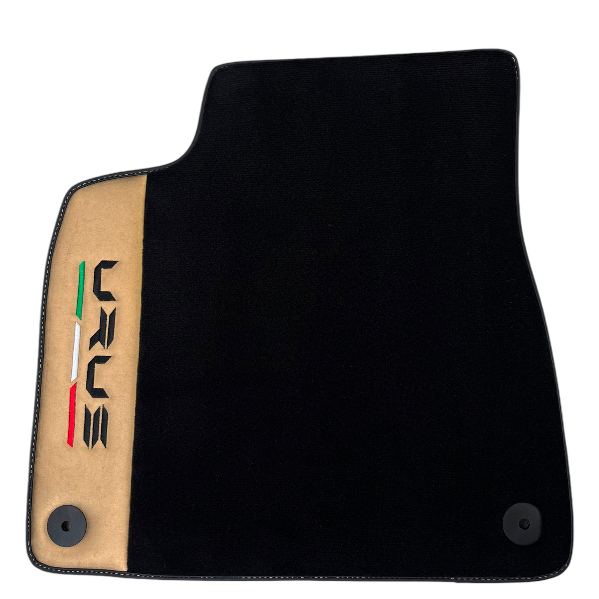 Italian Edition Black Floor Mats for Lamborghini Urus (2018-2026) with Gold Leather Border