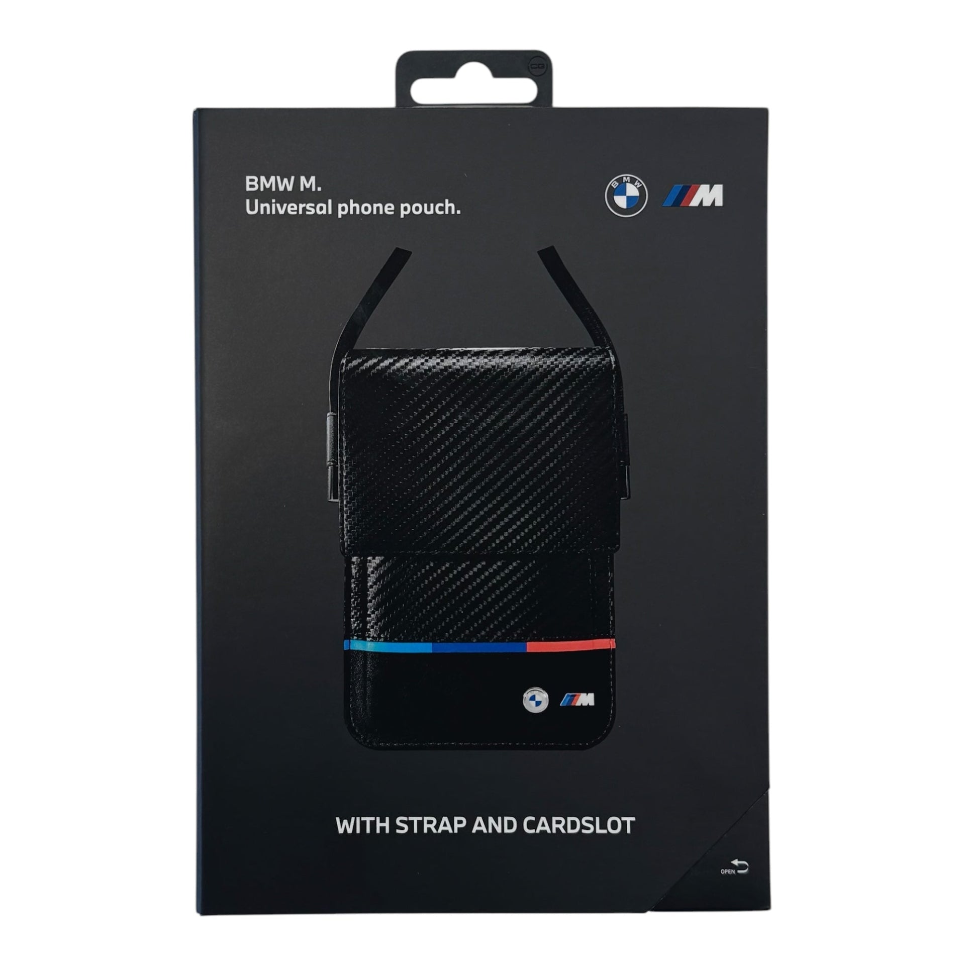 BMW Wallet Bag – Carbon Tricolor Line | Black, Adjustable Strap, Elegant Eco-Leather Design
