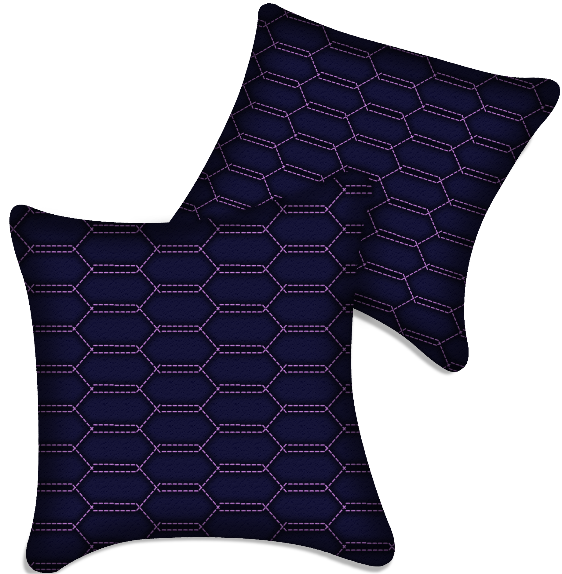 Customizable Dark Blue Leather Pillows Set of 2 for All Vehicles