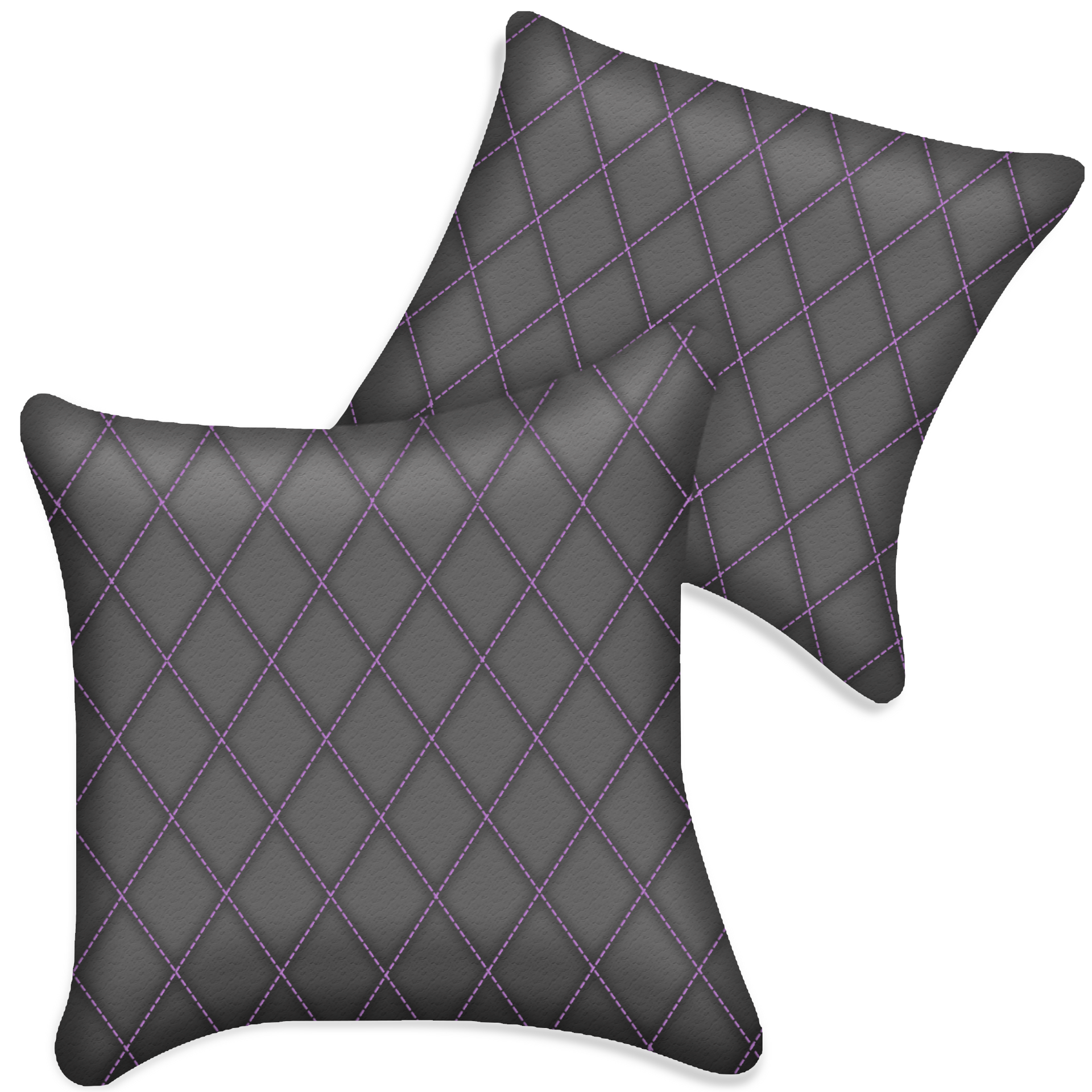 Customizable Gray Leather Pillows Set of 2 for All Vehicles | Single Diamond Pattern