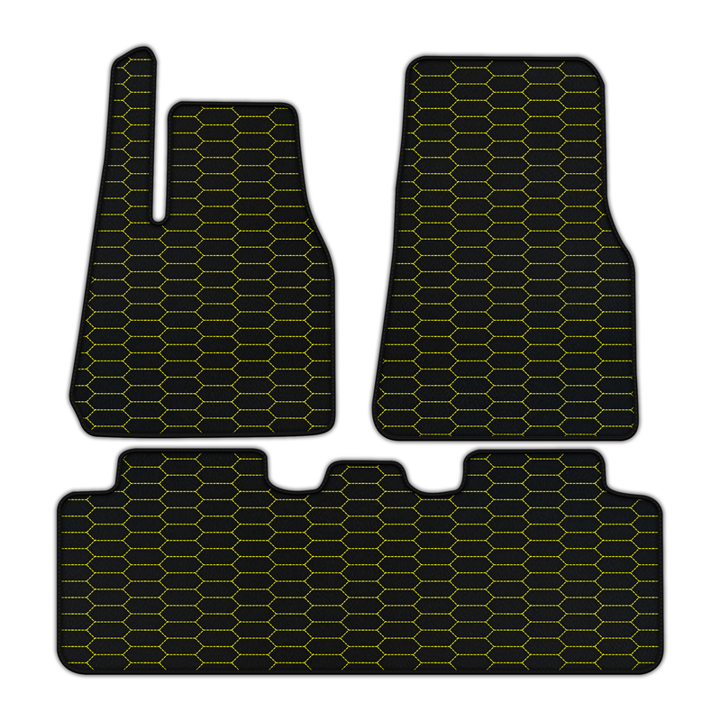 Customizable Leather Floor Mats with Raptor Hex Pattern for Tesla Model Y (2020-2023)
