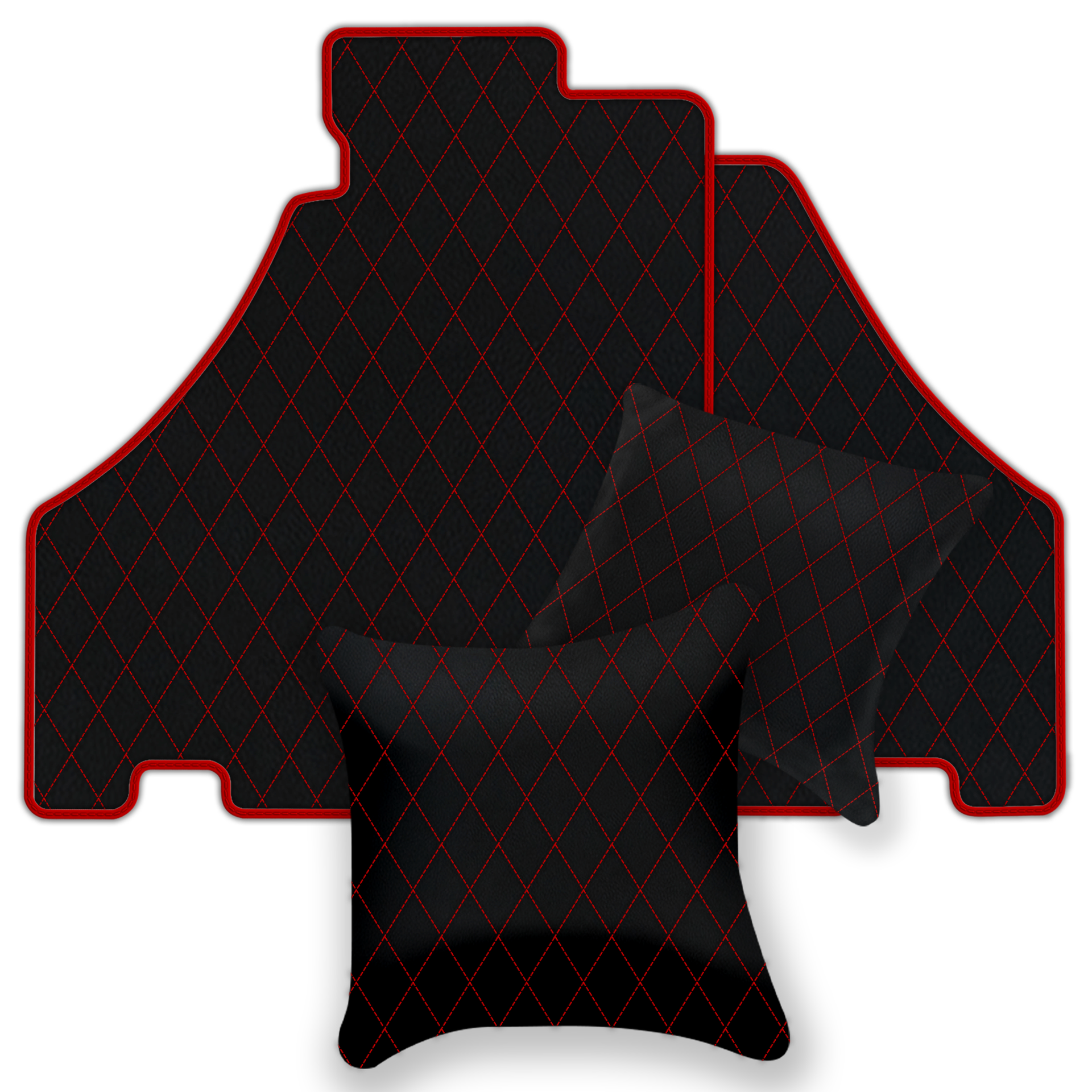 Black Floor Mats For Ferrari 360 Modena 1999-2005 With Red Alcantara Leather - AutoWin