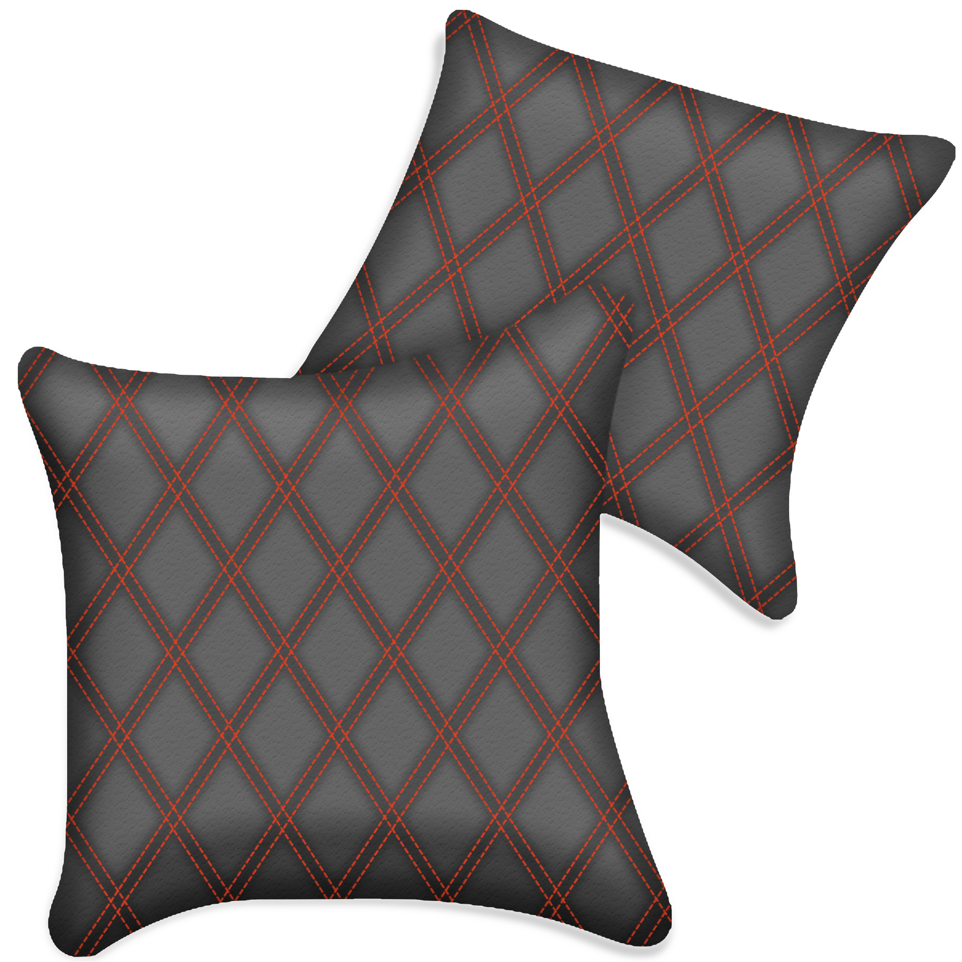 Customizable Gray Leather Pillows Set of 2 for All Vehicles | Double Diamond Pattern