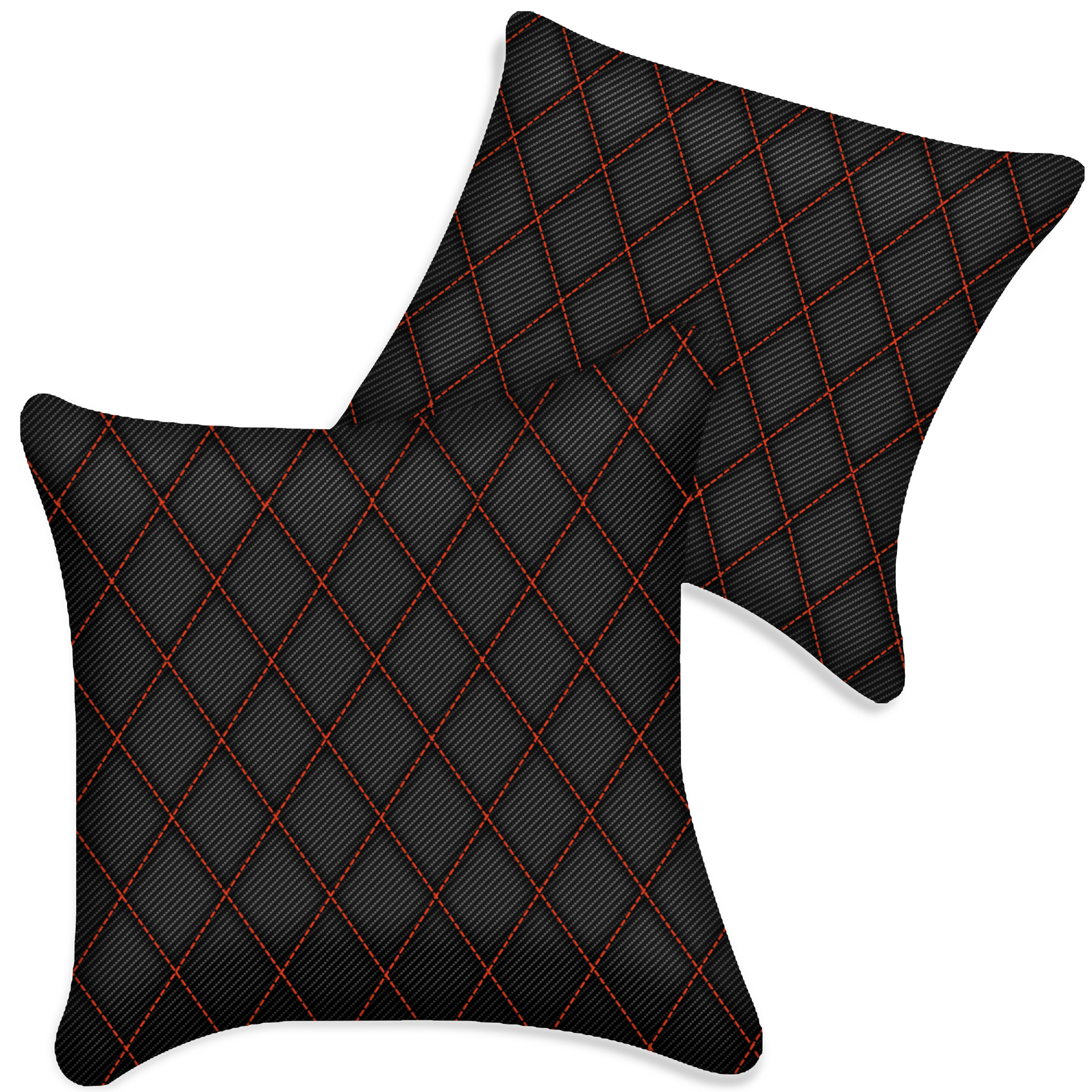 Customizable Black Carbon Fiber Pillows Set of 2 for All Vehicles | Single Diamond Pattern