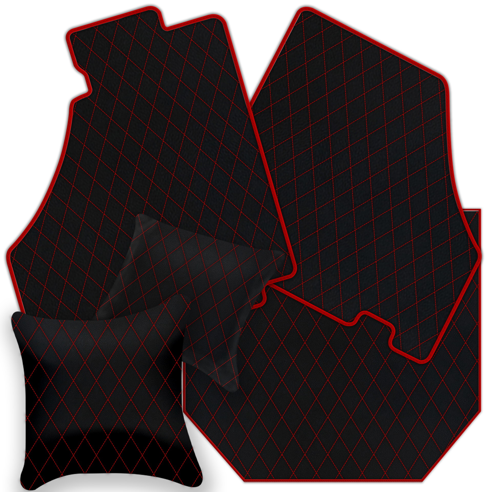 Black Floor Mats For Ferrari 360 Modena 1999-2005 With Red Alcantara Leather - AutoWin