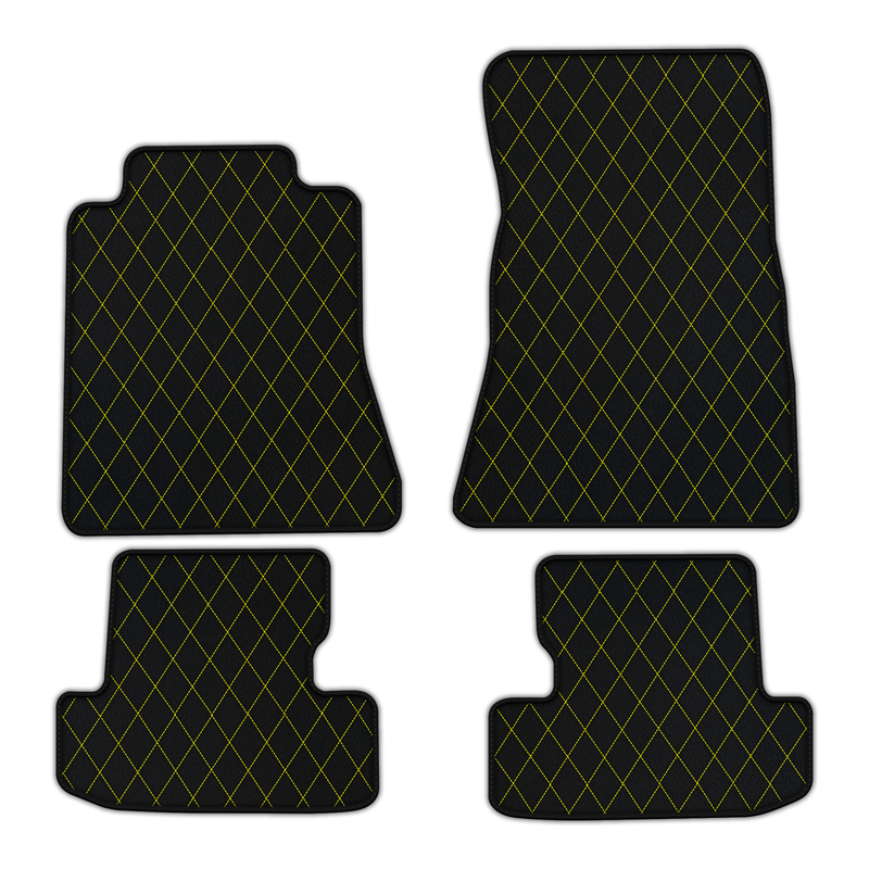 Customizable Leather Floor Mats with Single Diamond Pattern for Ford Mustang VI (2015-2023)