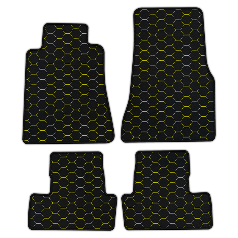 Customizable Leather Floor Mats with Symmetrical Hex Pattern for Ford Mustang V (2004-2010)