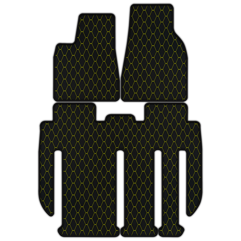 Customizable Leather Floor Mats with Vertical Hex Pattern for Tesla Model X - 7 Seats (2017-2025)