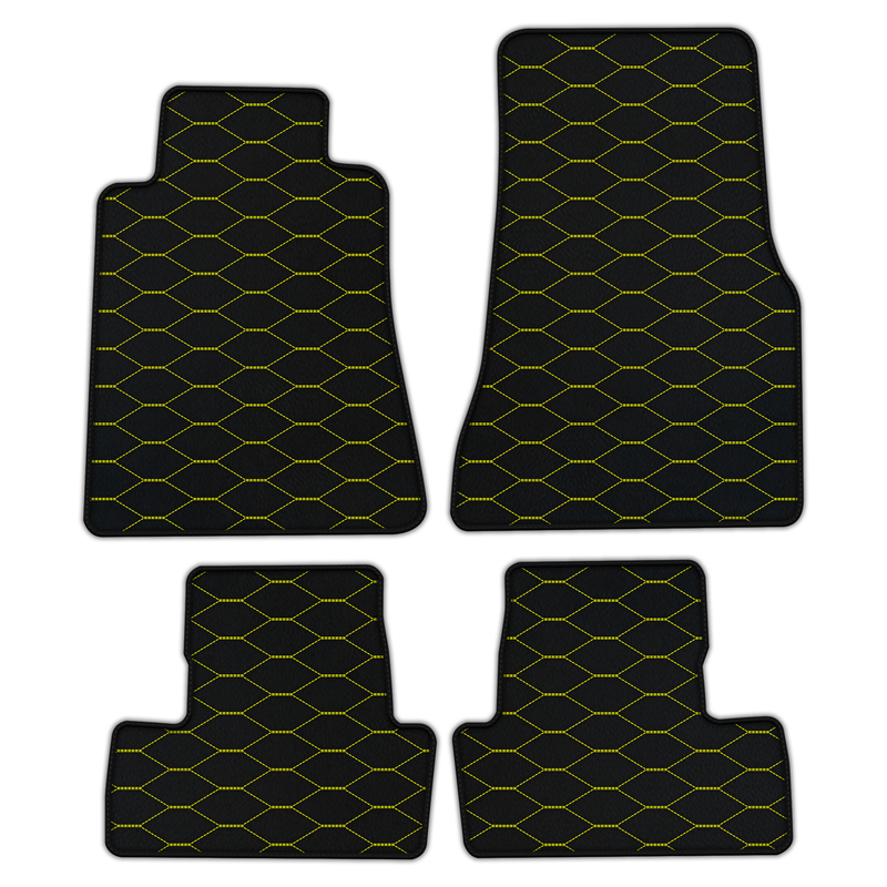 Customizable Leather Floor Mats with Viper Hex Pattern for Ford Mustang V (2004-2010)