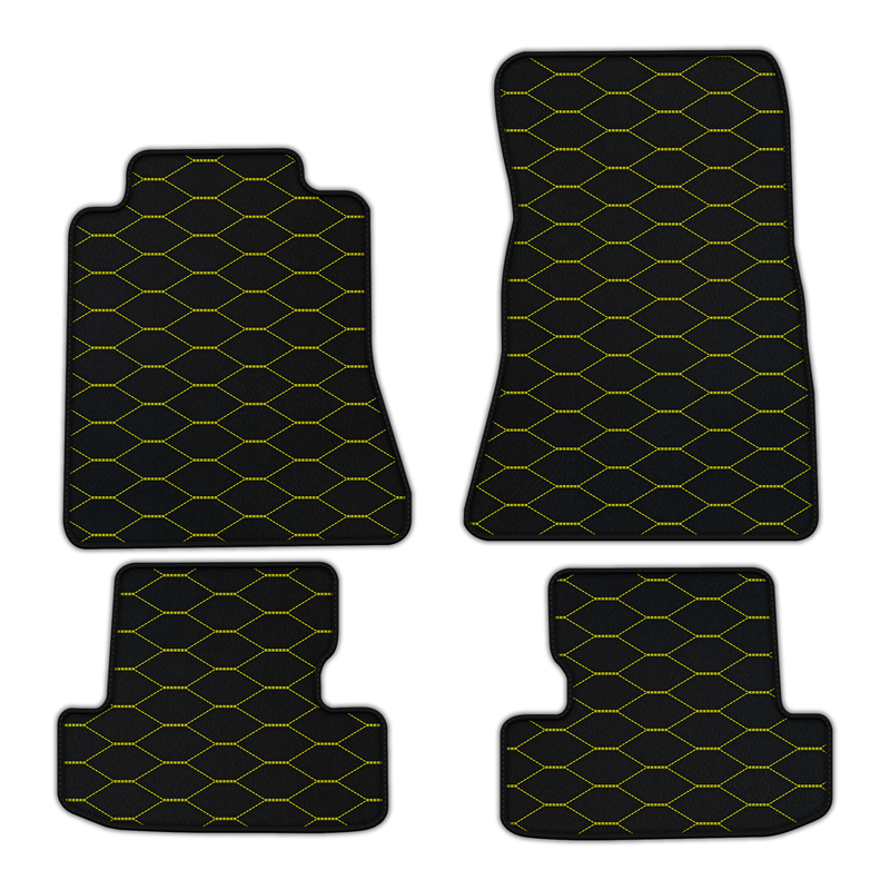 Customizable Leather Floor Mats with Viper Hex Pattern for Ford Mustang VI (2015-2023)