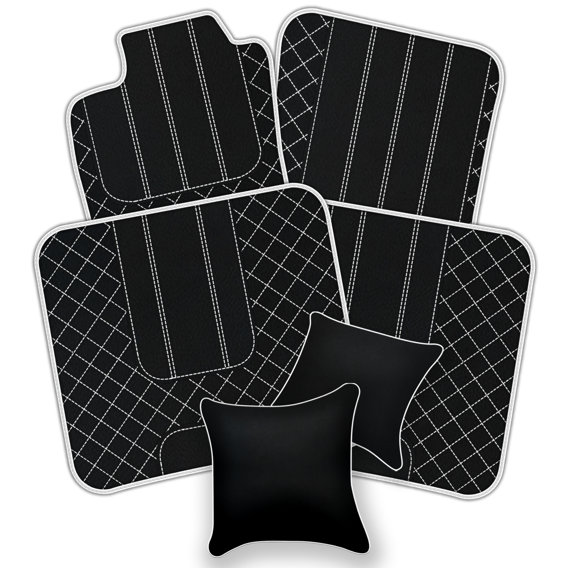 Customizable Leather Floor Mats with Double Diamond Pattern for Bentley Flying Spur (2019-2023) - AutoWin