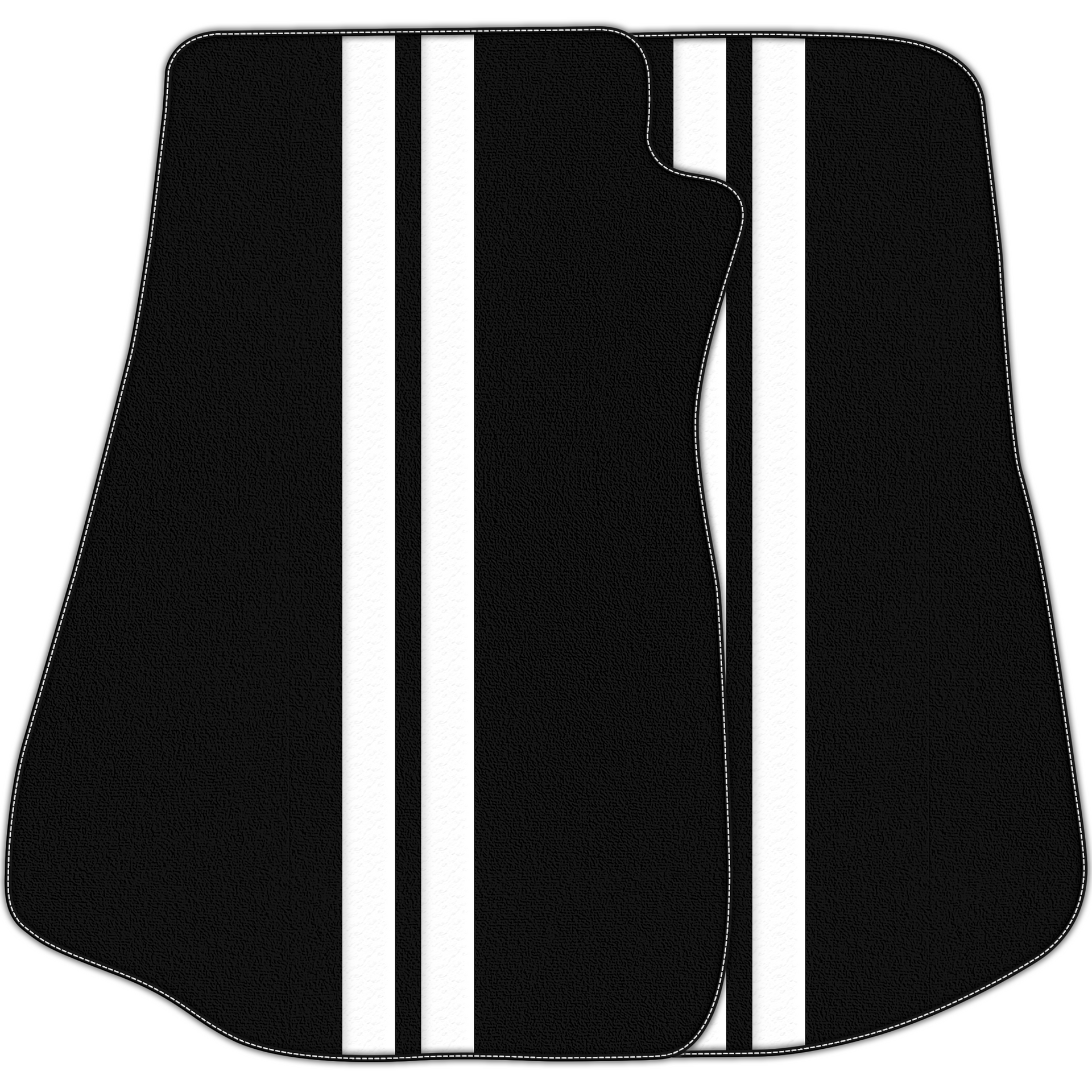 Black Floor Mats with Leather Line for Chevrolet Corvette C3 (1968-1982) - Various Colors