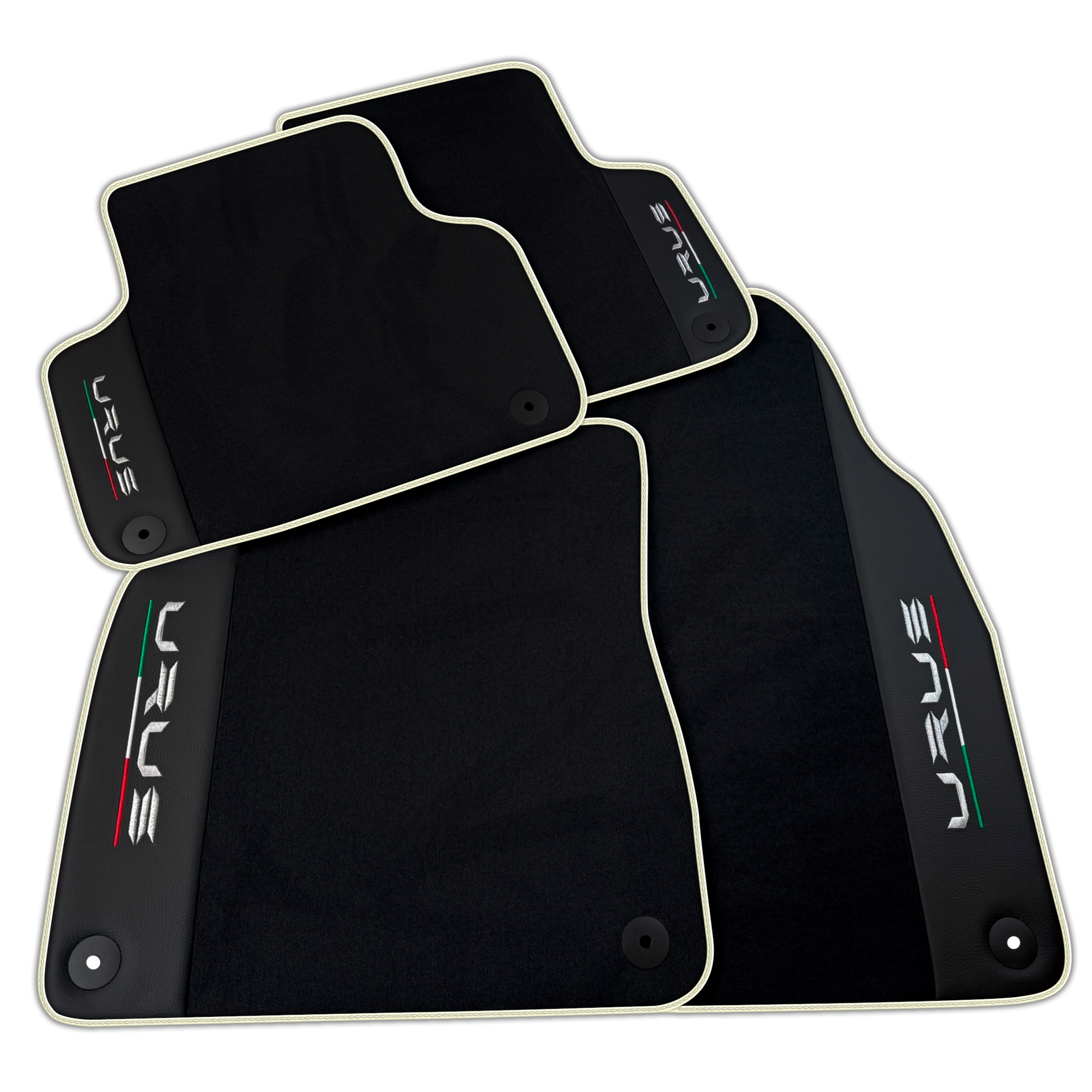 Black Floor Mats for Lamborghini Urus with Leather | Various Trim Colors