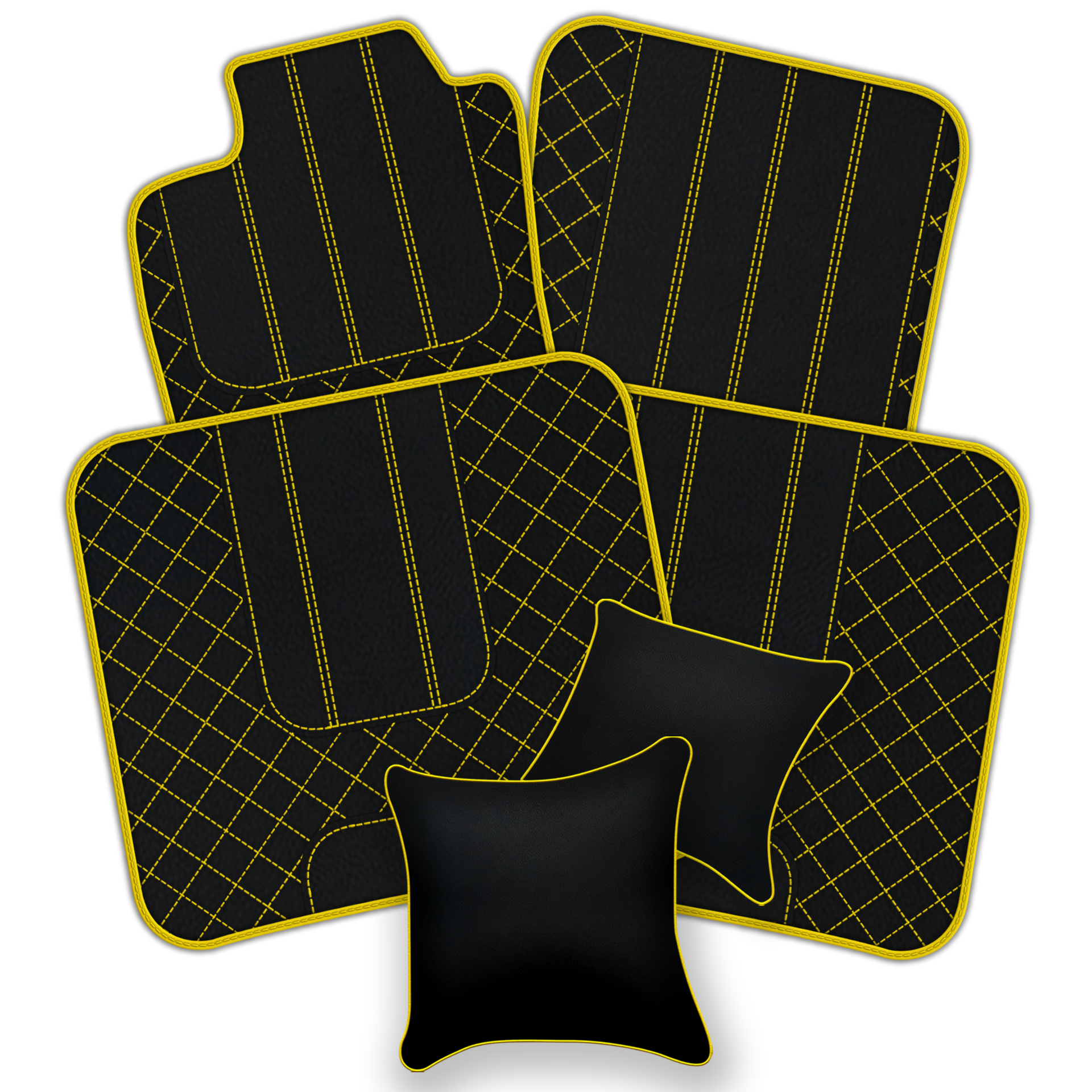 Customizable Leather Floor Mats with Double Diamond Pattern for Bentley Flying Spur (2019-2023) - AutoWin