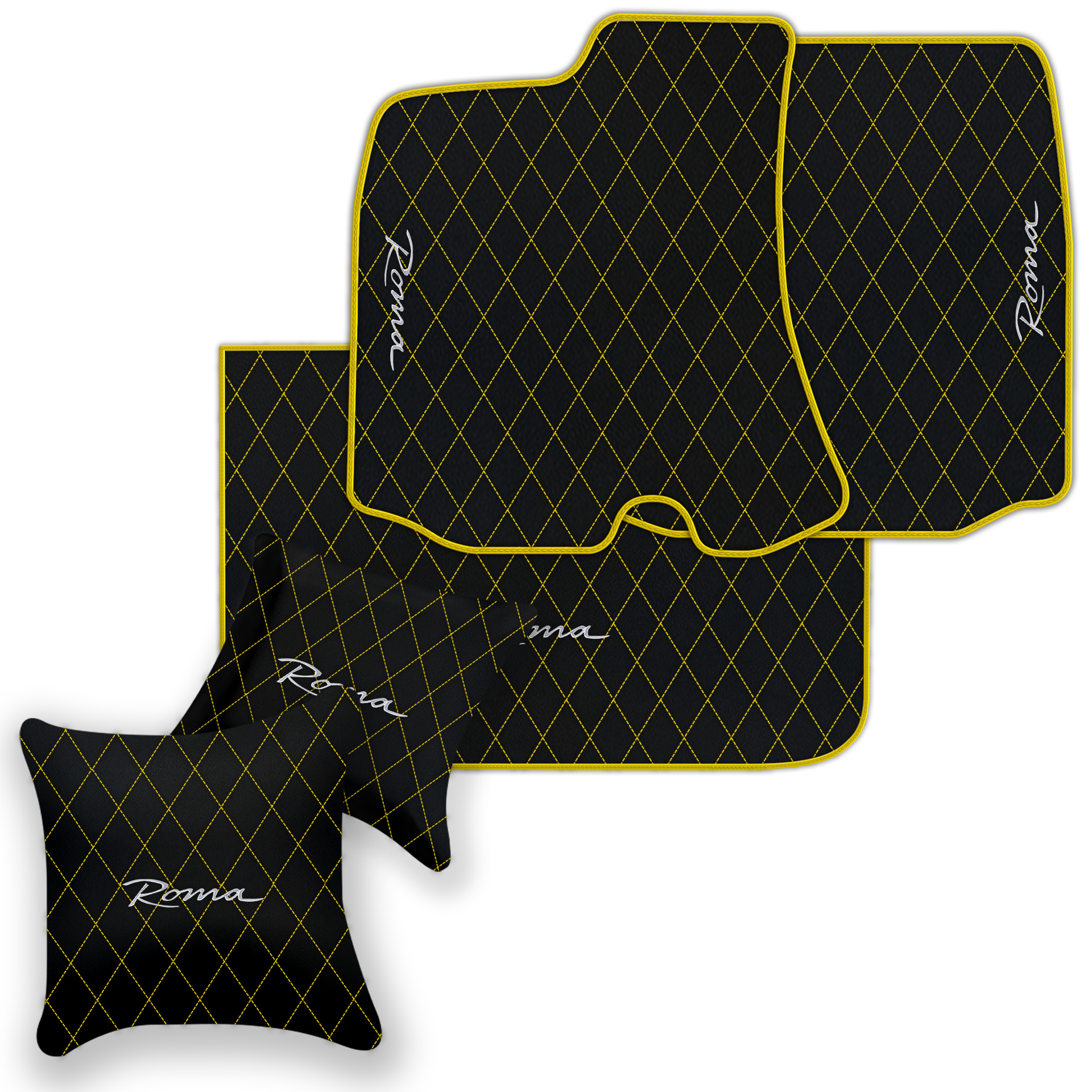 Premium Black Leather Floor Mats for Ferrari Portofino (2018-2023)