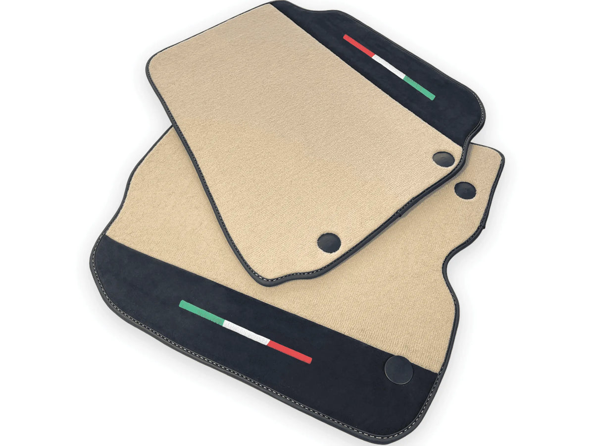 Beige Floor Mats For Ferrari 812 GTS (2019-2023) With Alcantara Leather