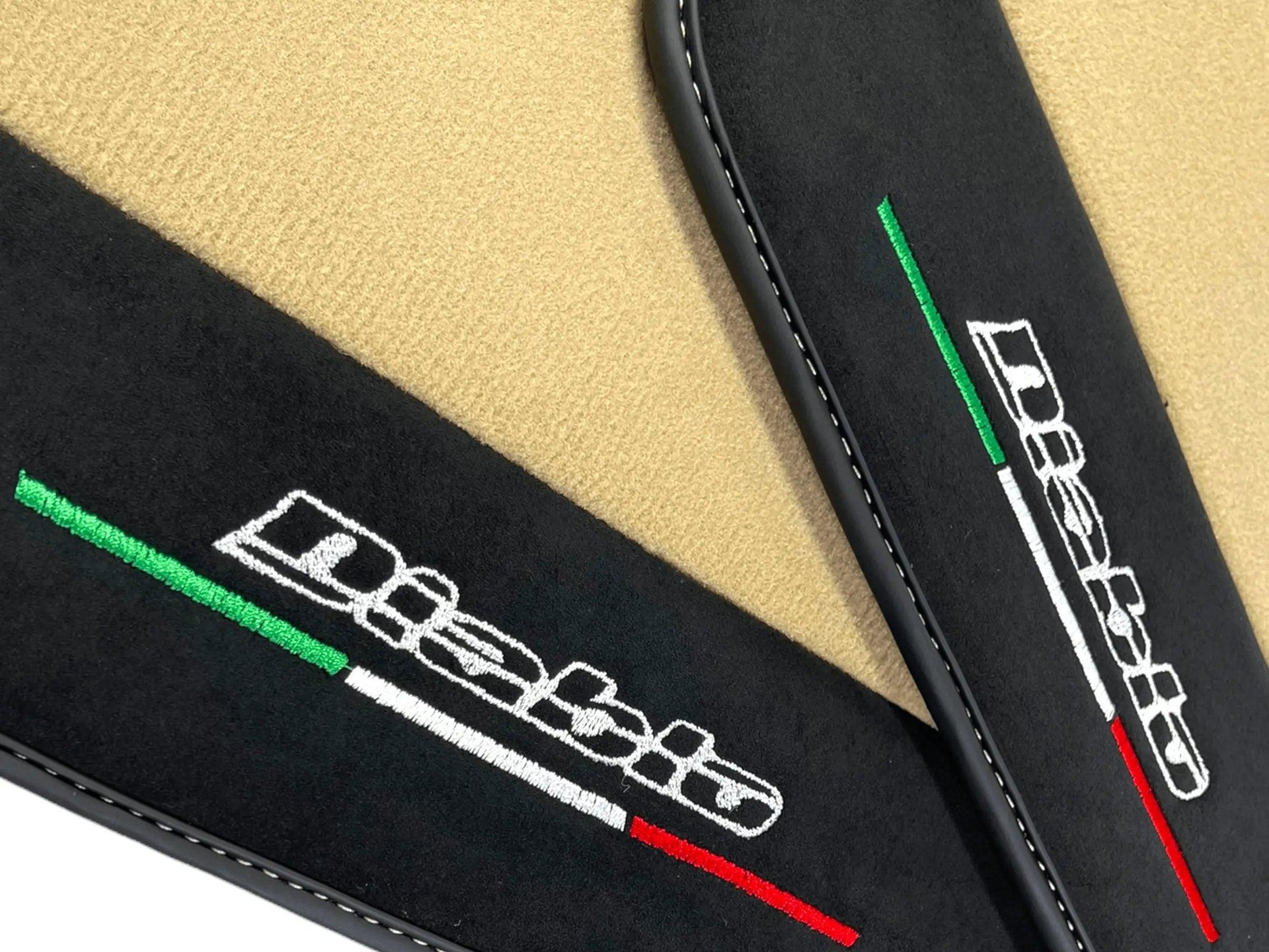 Beige Floor Mats for Lamborghini Diablo 1990-2001 With Alcantara Leather - AutoWin
