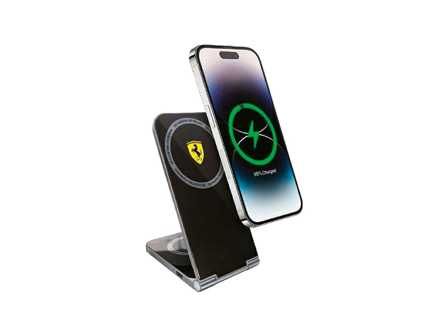 Black Ferrari 2-in-1 Foldable MagSafe Induction Charger