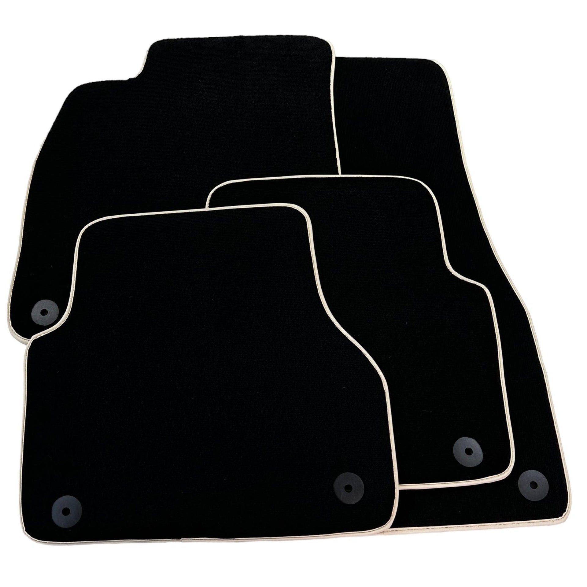 Black Floor Mats For Audi A6 - C8 Sedan (2018-2023) Beige Trim - AutoWin