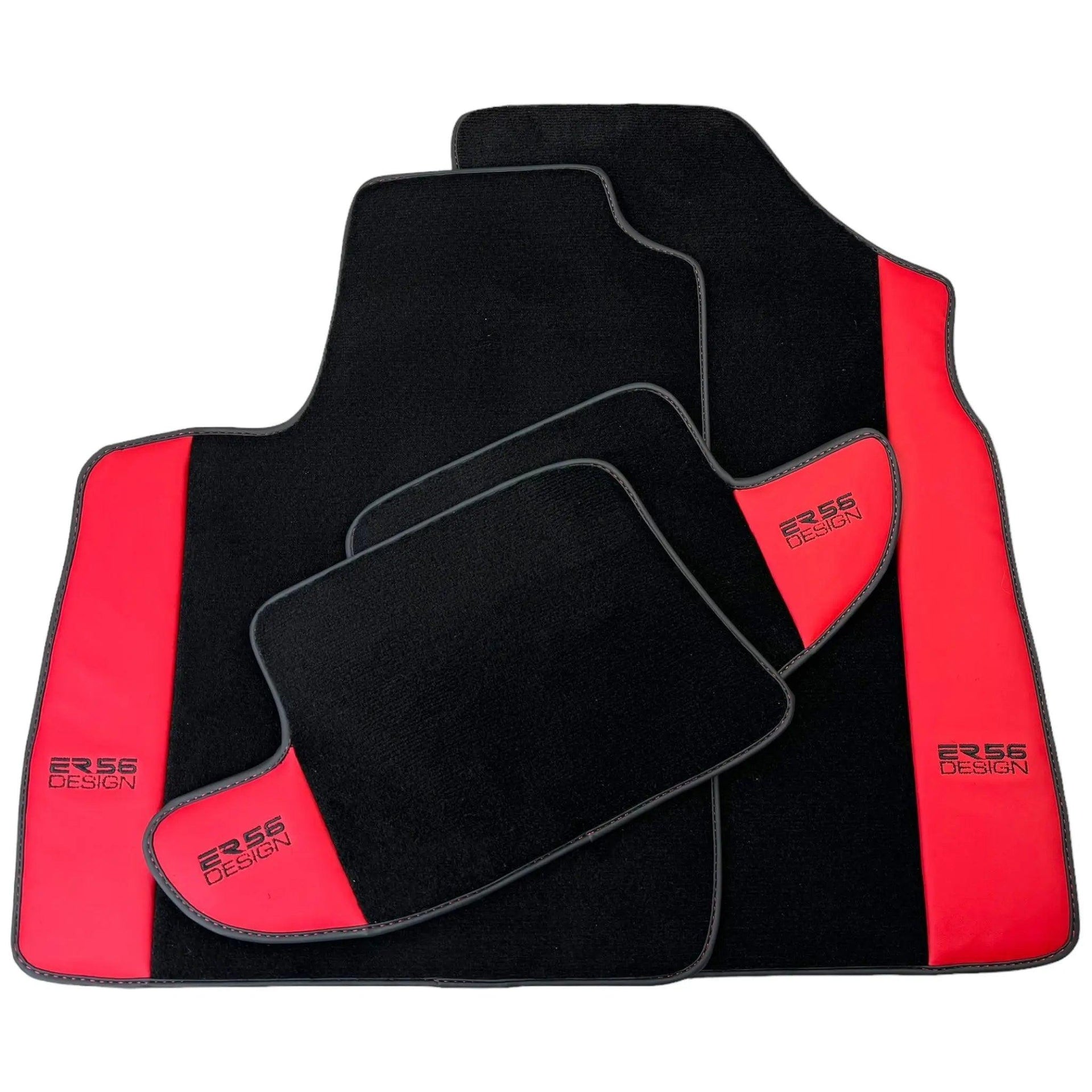 Black Floor Mats for Bentley Continental GT (2003–2011) with Red Leather | ER56 Design - AutoWin