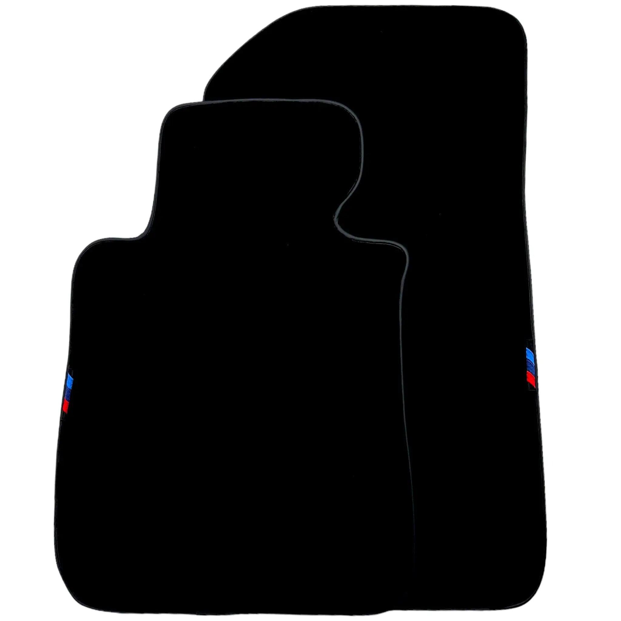 Black Floor Mats For BMW 1 Series E81 With 3 Color Stripes Tailored Set Perfect Fit - AutoWin