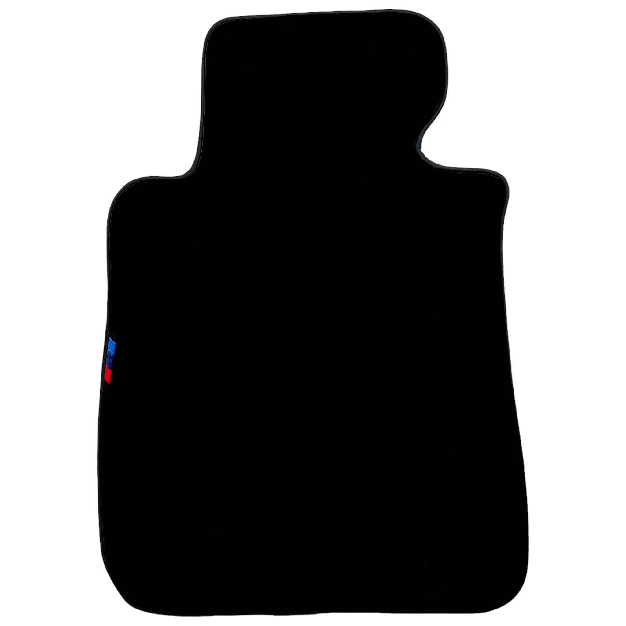 Black Floor Mats For BMW 1 Series E81 With 3 Color Stripes Tailored Set Perfect Fit - AutoWin