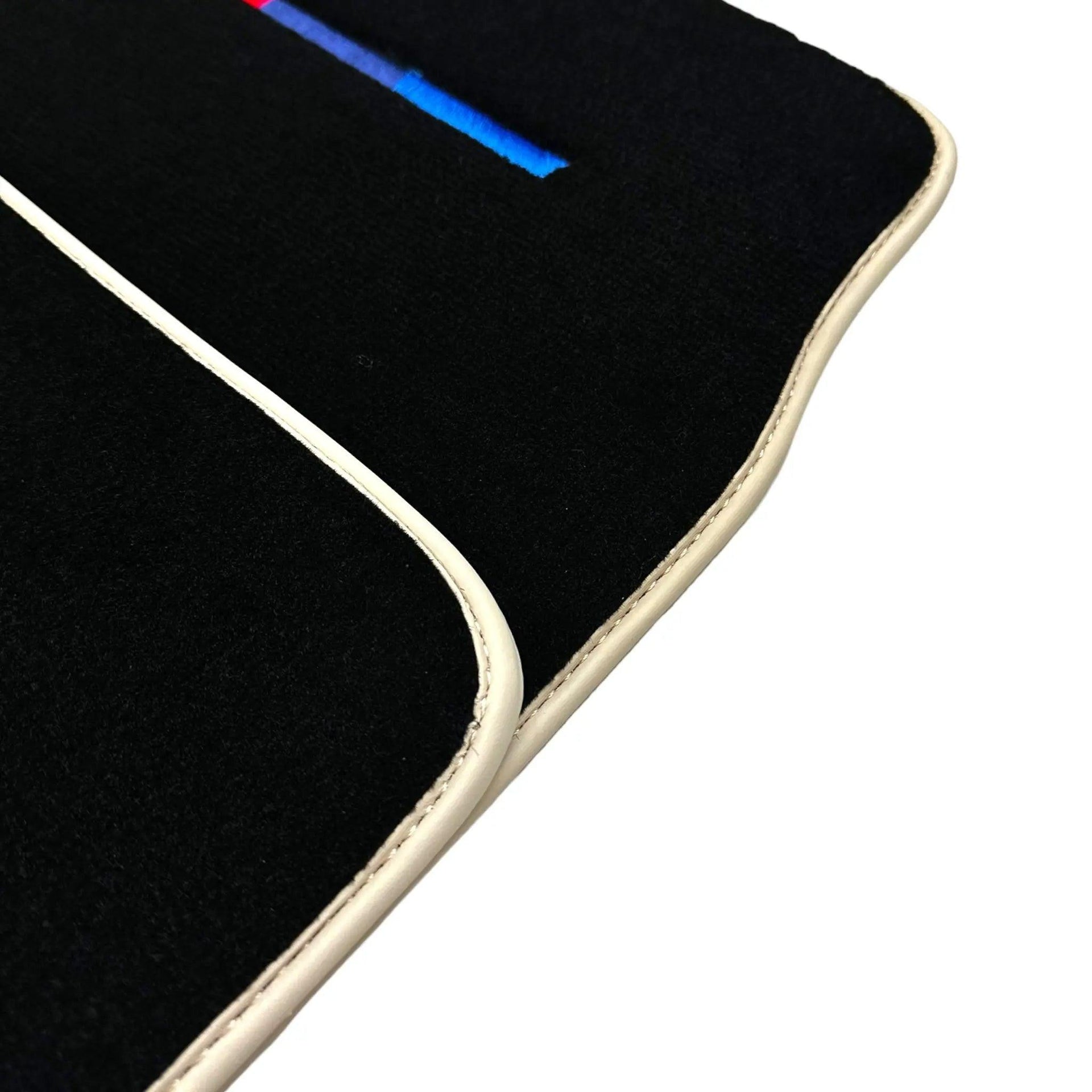 Black Floor Mats For BMW Z4 Series E89 With Color Stripes and Beige Trim Tailored Set Perfect Fit - AutoWin