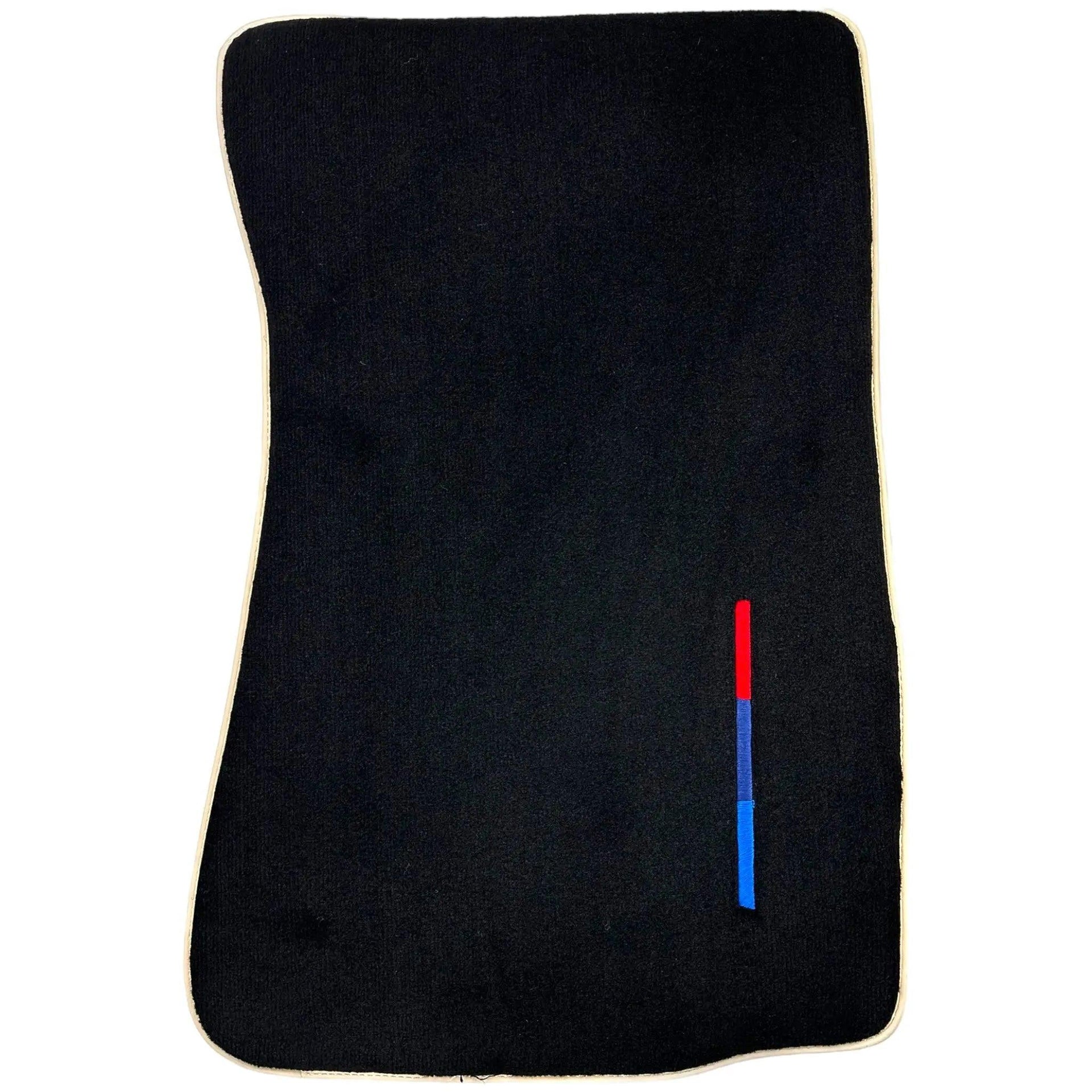 Black Floor Mats For BMW Z4 Series E89 With Color Stripes and Beige Trim Tailored Set Perfect Fit - AutoWin