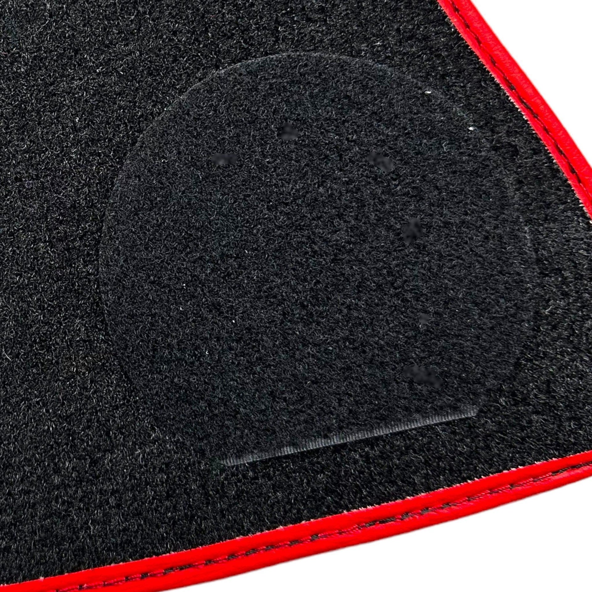 Black Floor Mats for Ferrari 296 GTB (2022-2024) with Leather and Red Trim - AutoWin