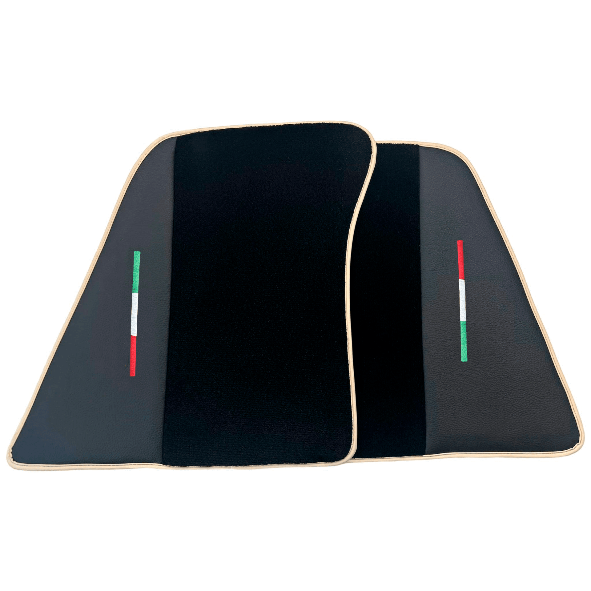Black Floor Mats for Ferrari 296 GTS (2022-2024) with Leather and Beige Trim - AutoWin