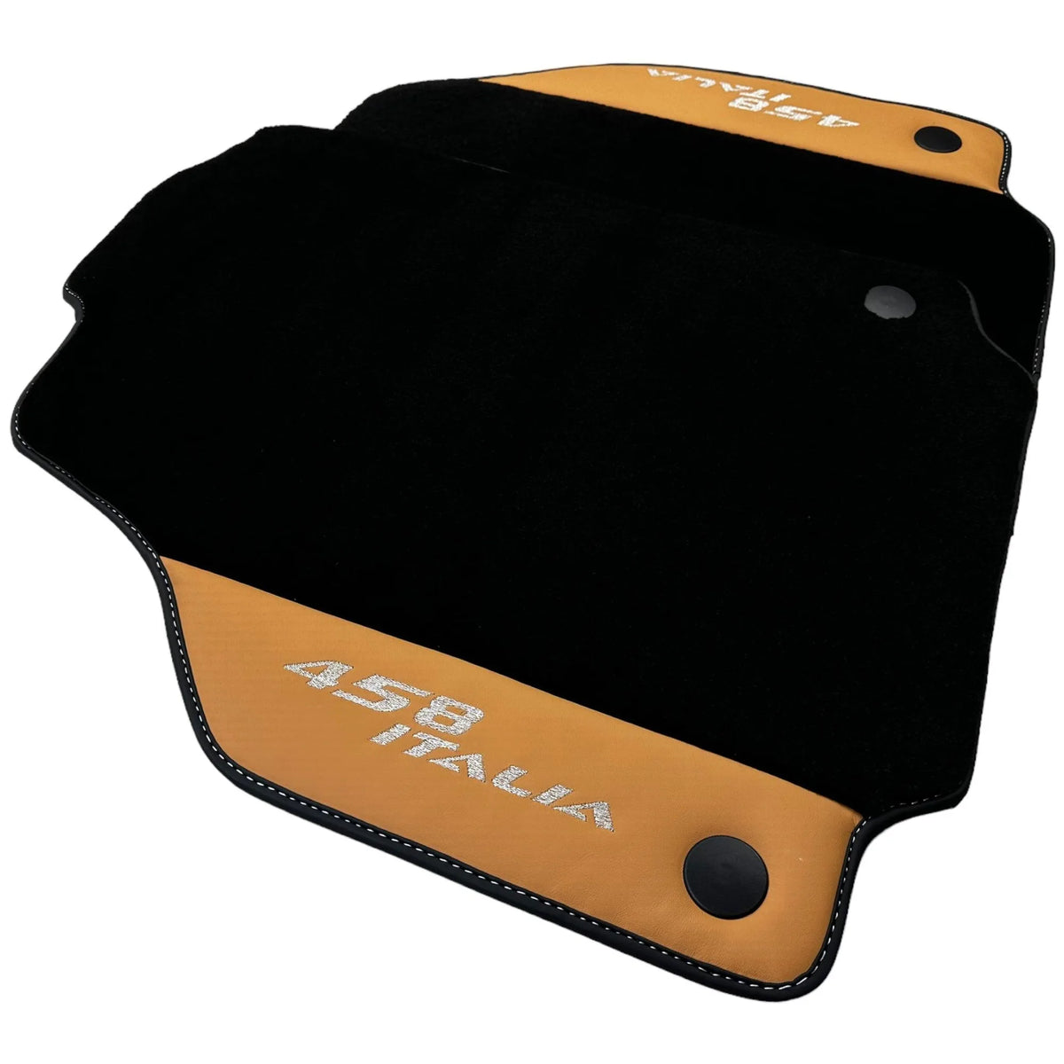 Black Floor Mats for Ferrari 458 Italia (2009-2015) with Beige Nappa Leather - AutoWin