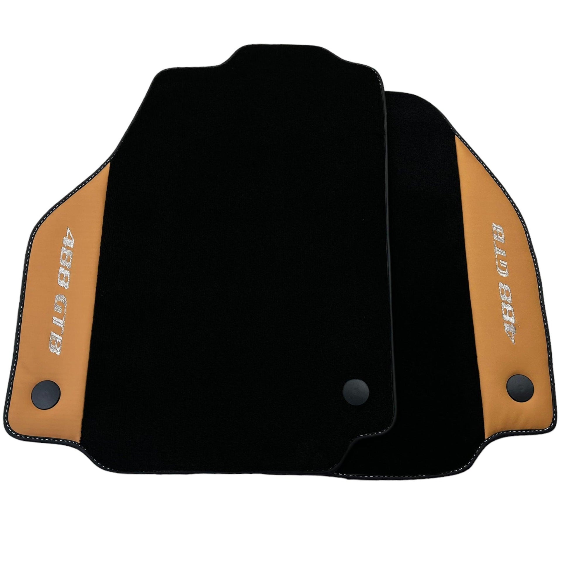 Black Floor Mats for Ferrari 488 GTB (2015-2022) with Beige Tradizione Nappa Leather - AutoWin