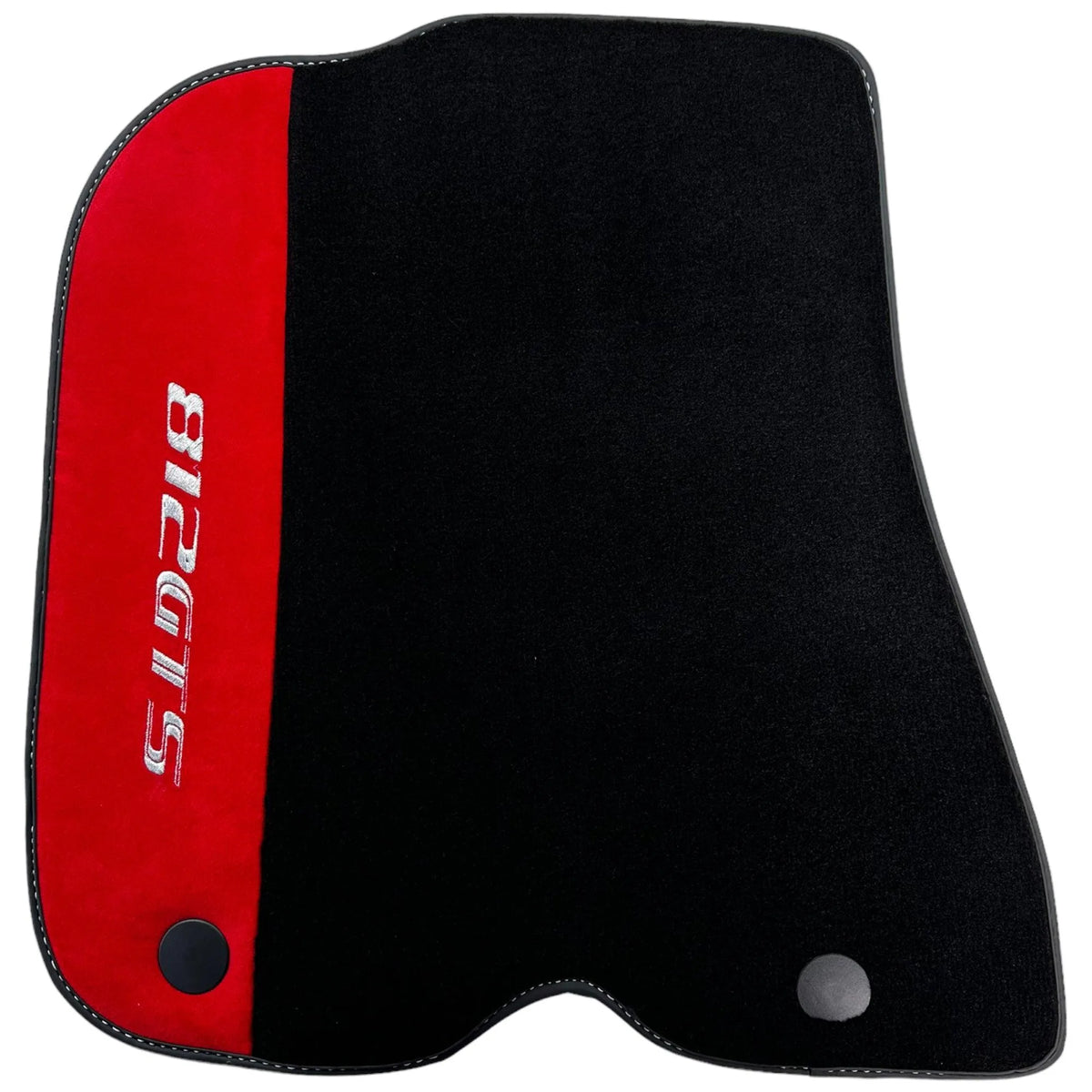 Black Floor Mats for Ferrari 812 GTS (2019-2023) with Red Alcantara Leather - AutoWin