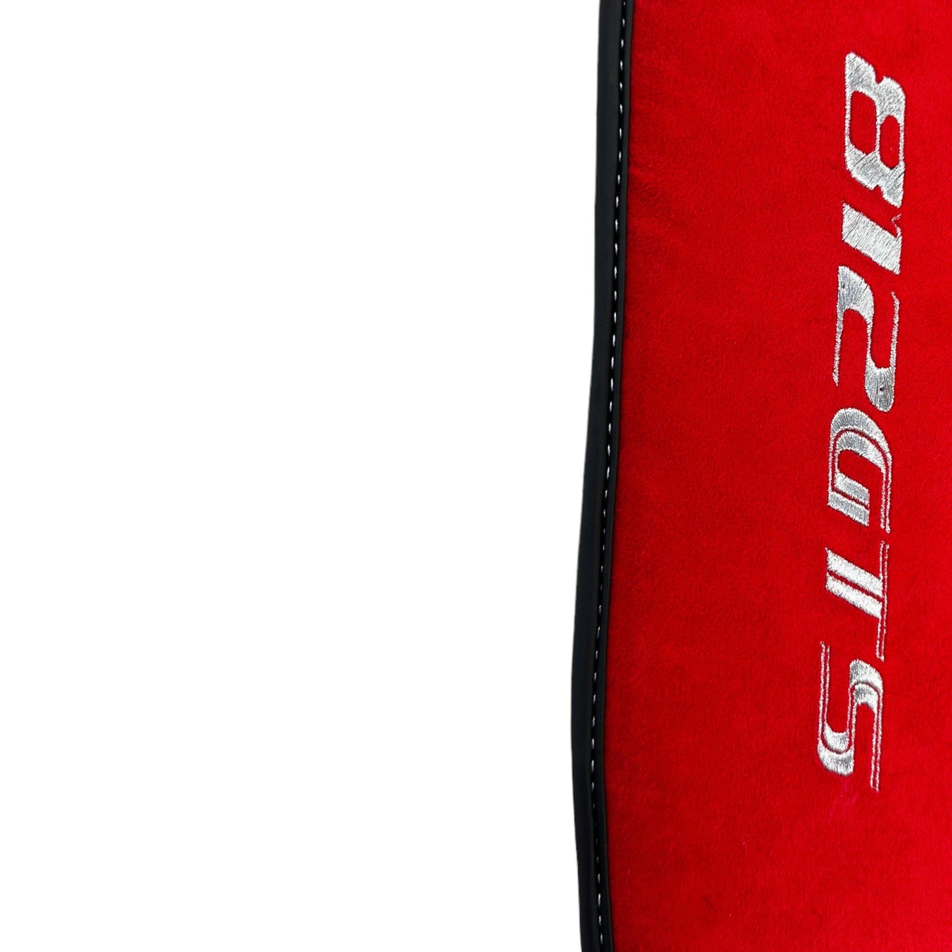 Black Floor Mats for Ferrari 812 GTS (2019-2023) with Red Alcantara Leather - AutoWin