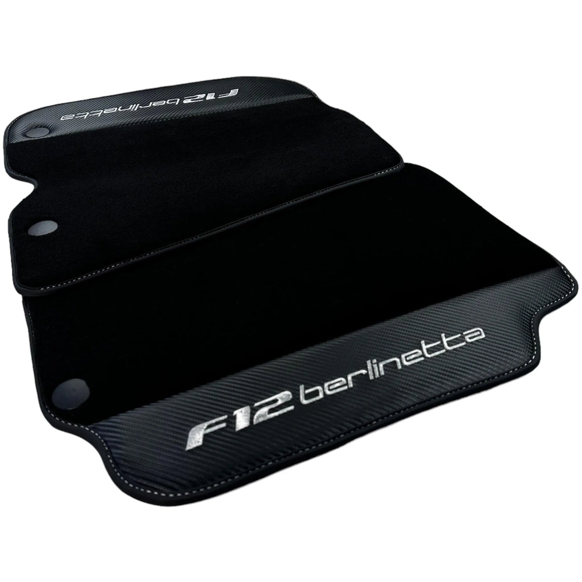Black Floor Mats for Ferrari F12 Berlinetta (2012-2022) with Carbon Leather - AutoWin