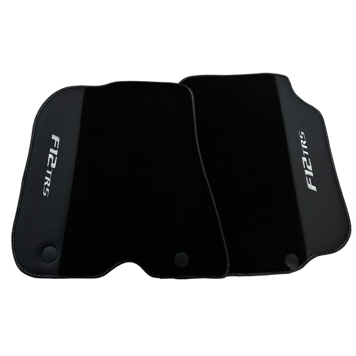 Black Floor Mats for Ferrari F12 TRS (2014) with Leather - AutoWin
