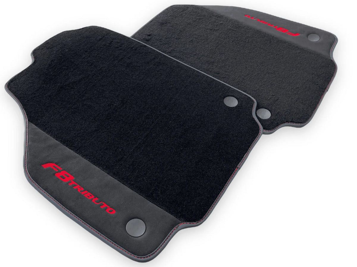 Black Floor Mats For Ferrari F8 Tributo 2019-2022 With Alcantara Leather - AutoWin