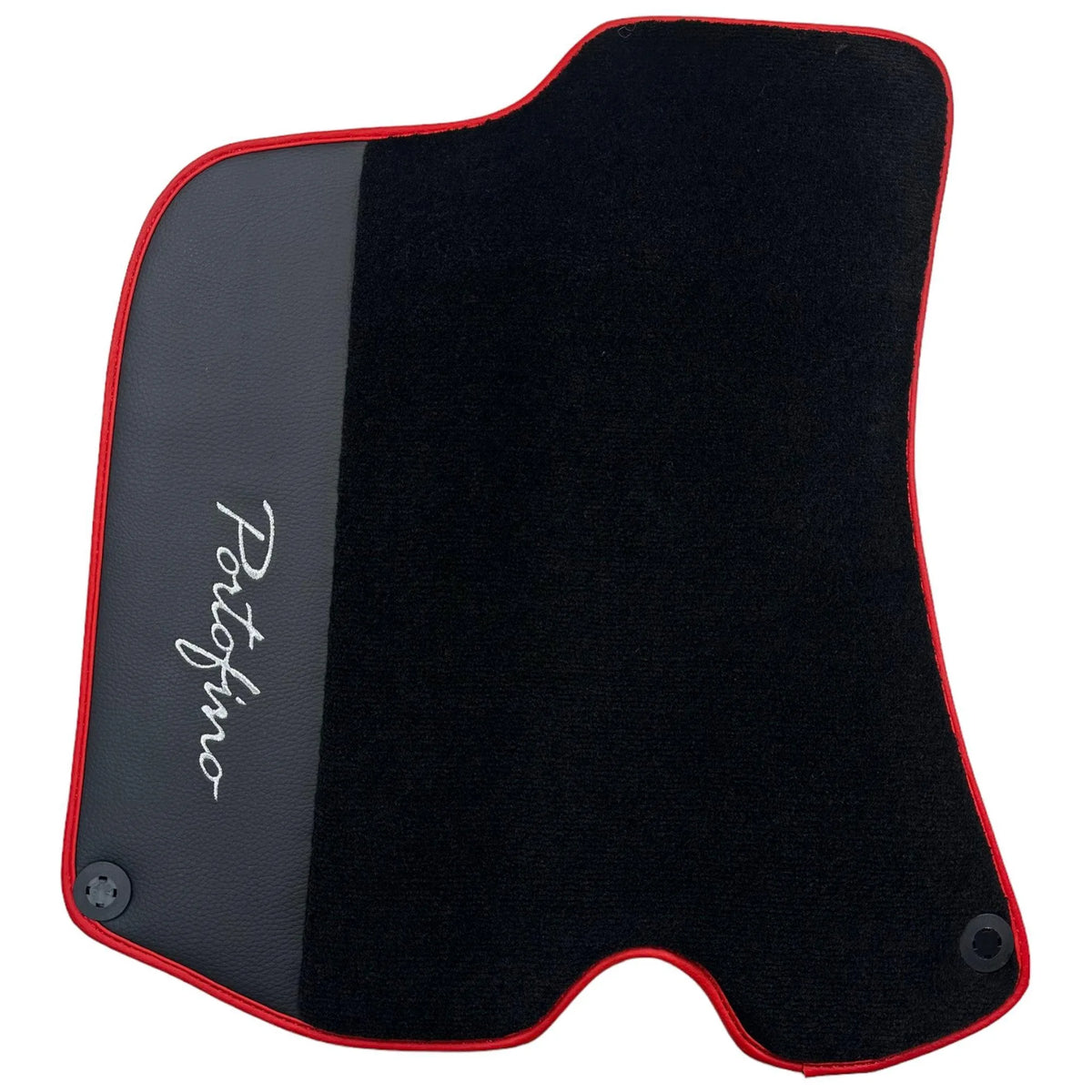 Black Floor Mats For Ferrari Portofino (2018-2023) With Leather and Red Trim - AutoWin